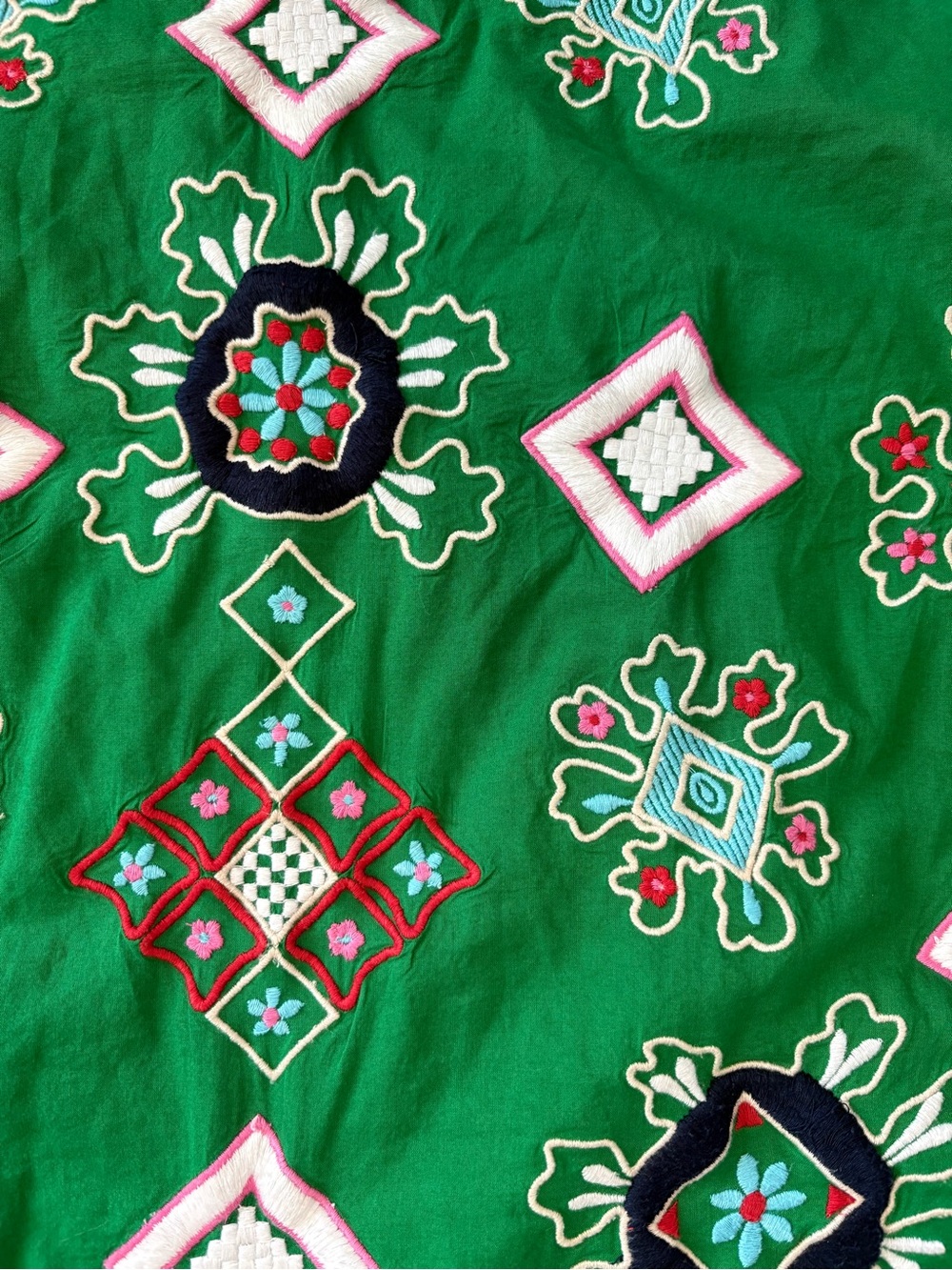 Frances Valentine Green Embroidered Tunic Shift Dress Size 1X - Picture 12 of 12